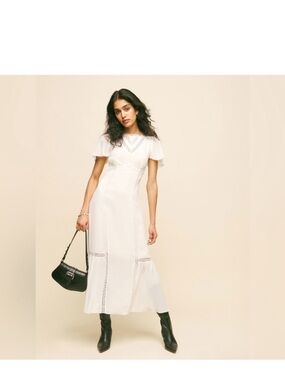 Reformation White Lace-Trim Maxi Dress